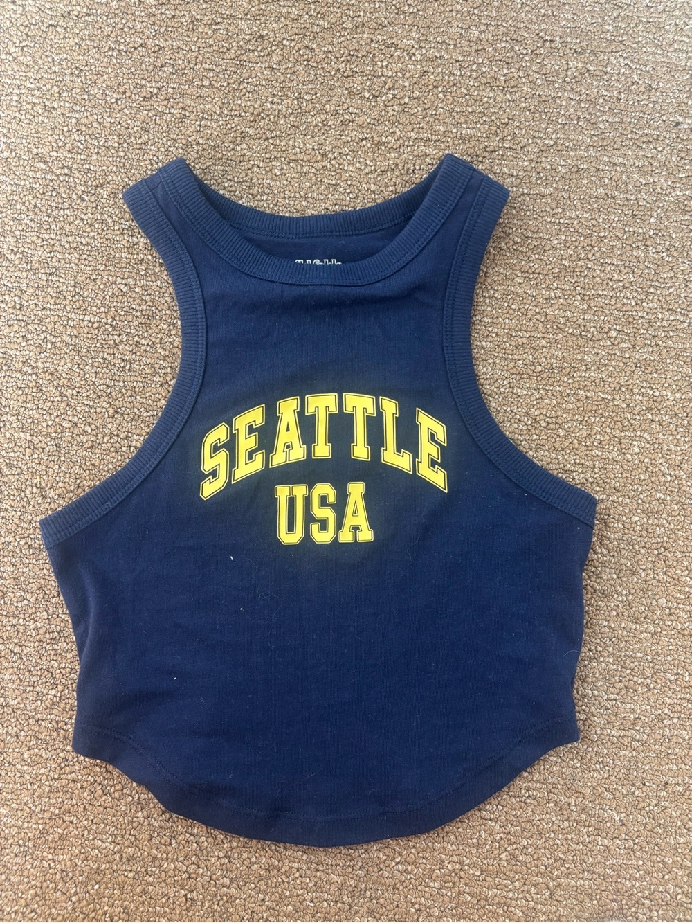 wild fable Navy Tank Top with Yellow 'Seattle USA' Graphic